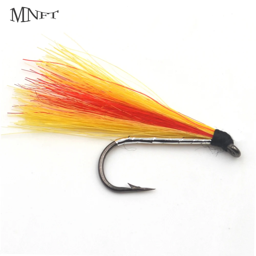 Mnft 10Pcs 6 # Streamer Fly Lures Classic Red Orange Mixed Stream Light Wings Fly Fishing Lure Hook