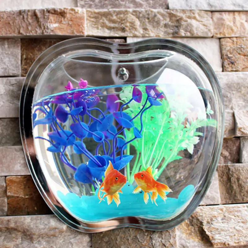 Fish Bowl Acrylic Hanging Aquarium Wall Mounted Pet Fish Tank in