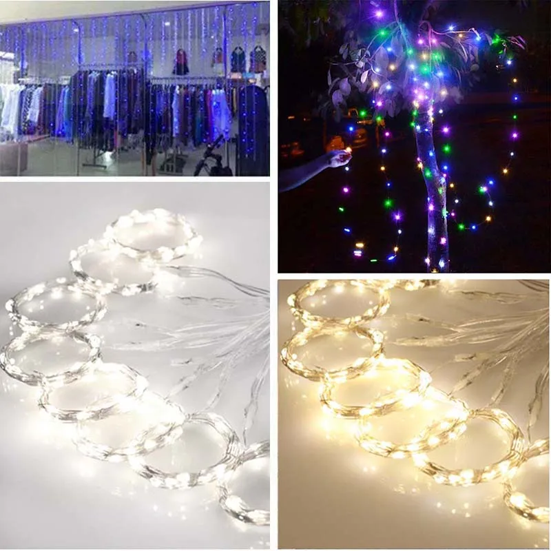 3x3m 300LEDs Copper Wire Curtain String Light USB Battery Christmas LED Fairy Light Holiday Wedding Decor Curtain String Lamp (11)