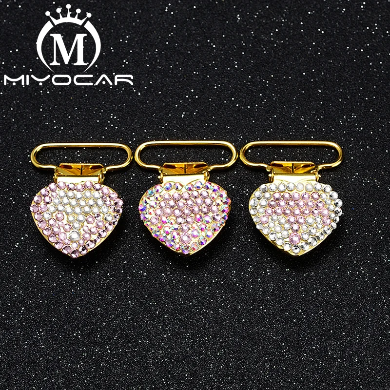

MIYOCAR 10pcs/lot unique design bling crown heart shape gold pacifier clip dummy clip pacifier holder good quality SP023