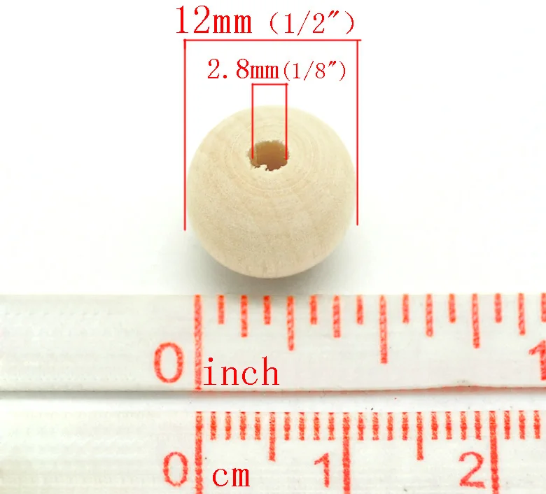 LASPERAL DIY 5-500 шт. натуральные круглые деревянные бусины для изготовления ювелирных изделий Spacer Бусины для поделок DIY 25/20/7/16/30/10/18/12/14 мм - Цвет: 12mm 200PCs