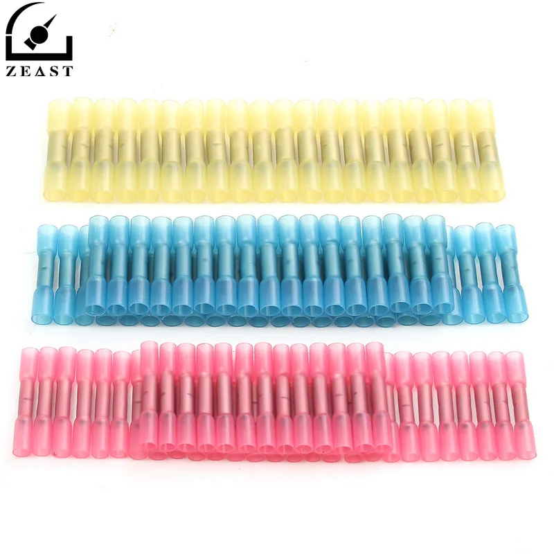 

ZEAST 100Pcs/Pack Mixed Heat Shrink Butt Wire Crimp Electrical Connector Cable Connections Terminals For 10-22 AWG Wire