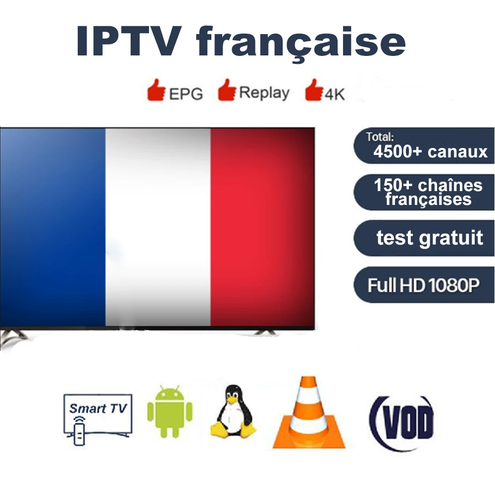 

French IPTV subscription for Android m3u8 enigma2 mag box 4500+Live TV 150+ France channels IPTV abonnement