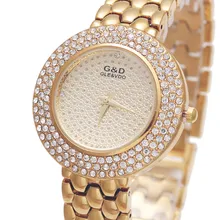 2017 Brand New G&D Luxury Women’s Quartz Wristwatch Stainless Steel Relojes Mujer Fashion Casual Lady’s Bracelet Watch Crystal