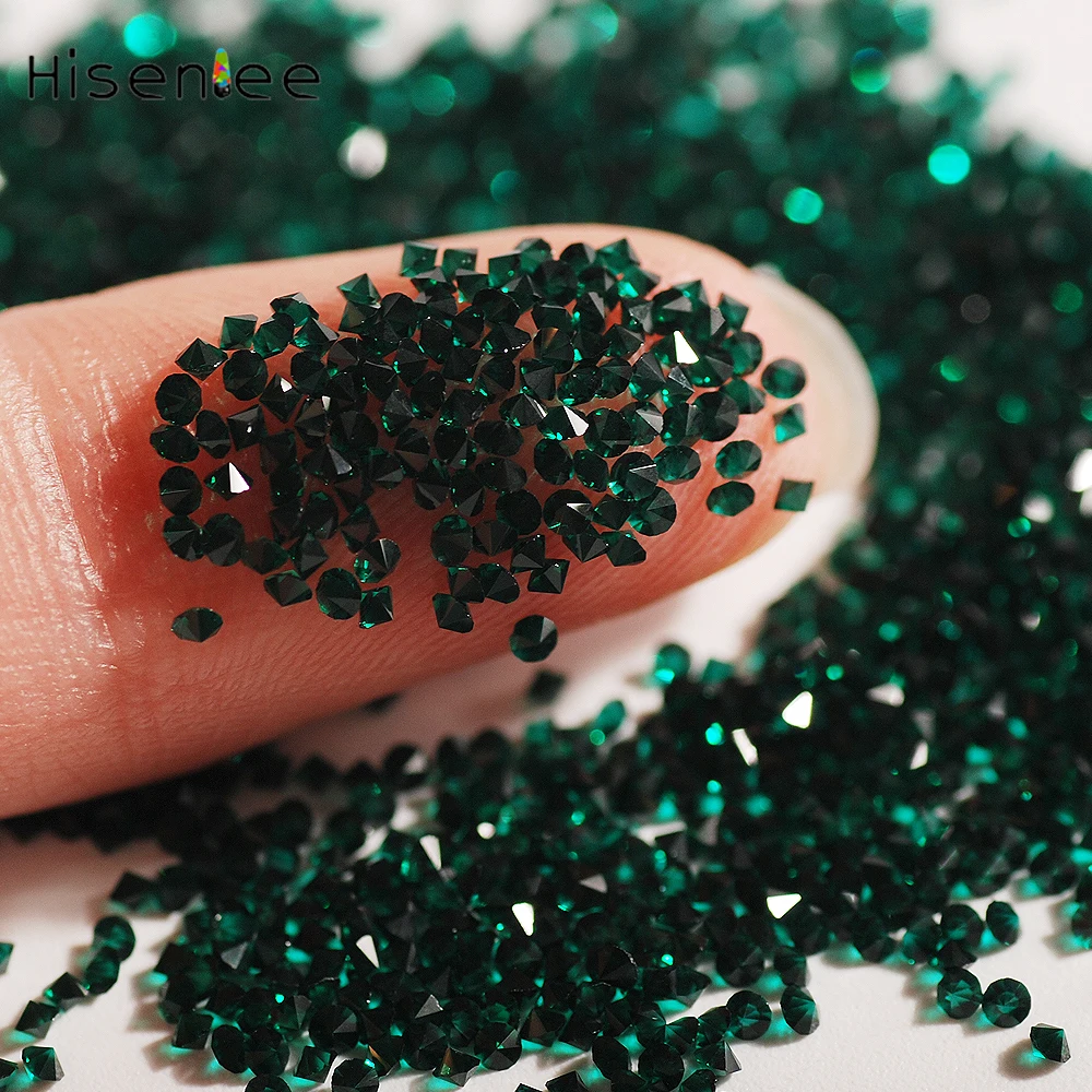 

Nail Art Pointback Dark Green Glass Rhinestones 1.1MM Micro Diamond Manicure Diy Craft Mini Rhinestone 1440pcs