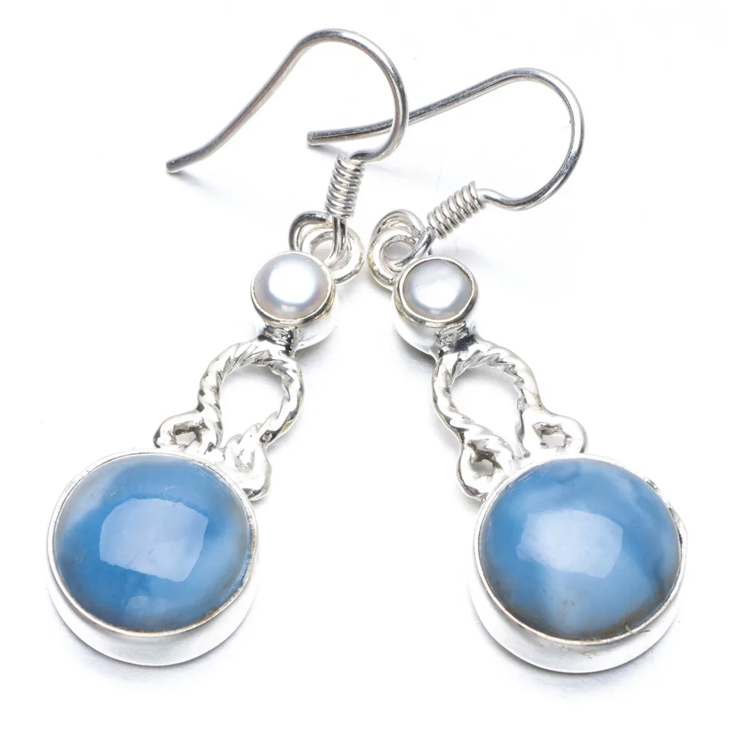 StarGems(tm) Natural Owhyee Opal and River Pearl 925 Sterling Silver Earrings 1 1/2&quot | Украшения и аксессуары