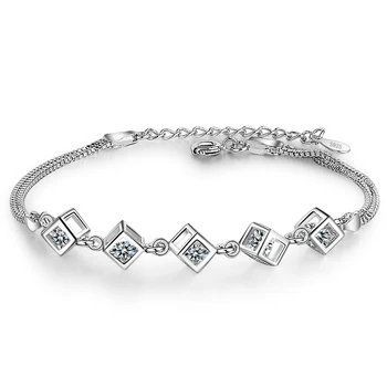 

TJP Trendy 925 Sterling Silver Bangle For Women Party Sweet Style Girl Bracelet Fashion Armband Free Shipping
