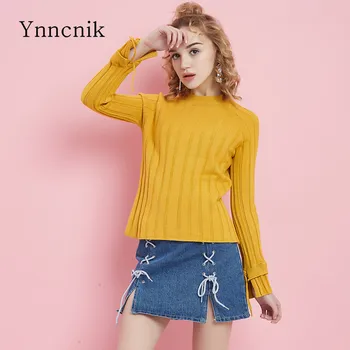 

Ynncnik Sweaters For Women Solid O-neck Skinny Knitted Pullovers Winter Fall Long Sleeve Jumper 2018 Casual Knitwear S1011