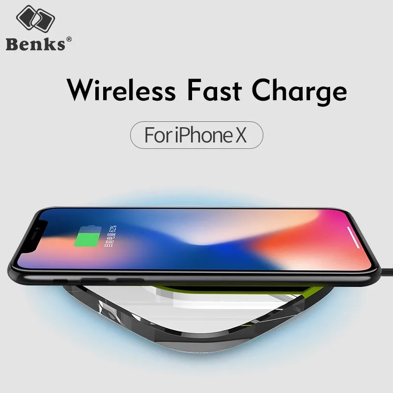 

Benks Qi Wireless Fast Charging Pad For iPhone X 8 Plus Led Light Wireless Charger For Samsung Galaxy S9 S8 Plus S7 S6 Note 8 7