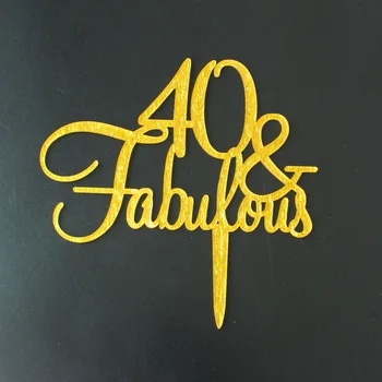 

40 Fabulous Glitter Gold Cake Topper Happy Birthday Cake Topper for Adults Party Decortation Birthday Cake Accessories Topper