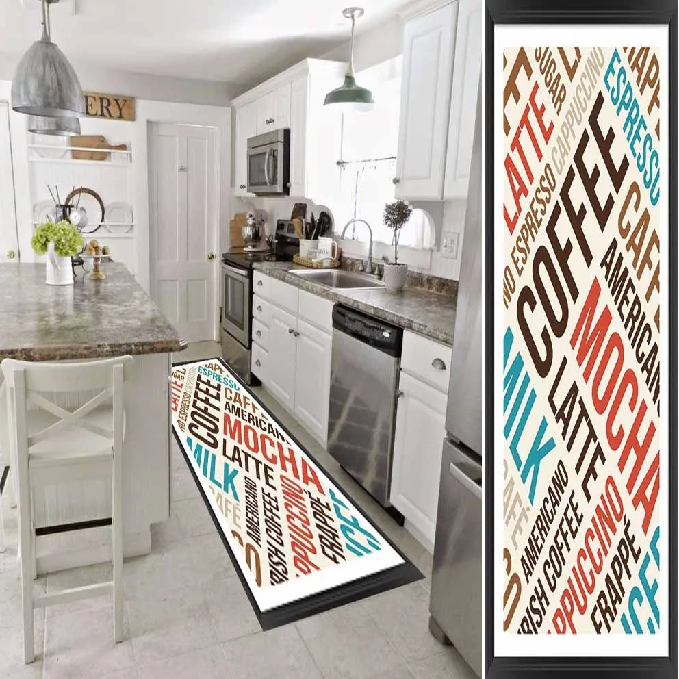 Еще синий красный коричневый кофе мокко латте Writen 3d печать Нескользящая микрофибра моющийся длинный коврик кухонные Коврики для прихожей