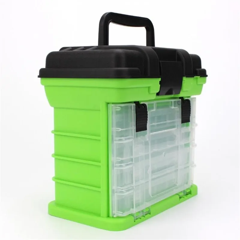 26x15x25 см 4 слоя PP+ ABS морская Рыболовная Снасть коробка с пластиковой ручкой для хранения рыболовных приманок Инструменты Аксессуары для наружной рыбалки - Цвет: Зеленый