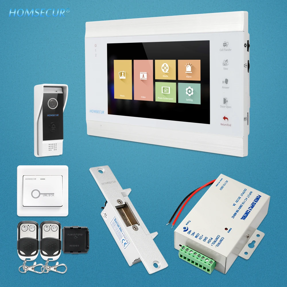 HOMSECUR 7" Video Door Entry Security Intercom 1.3MP with IR Night Vision (BC031HD-B +BM705HD-W)