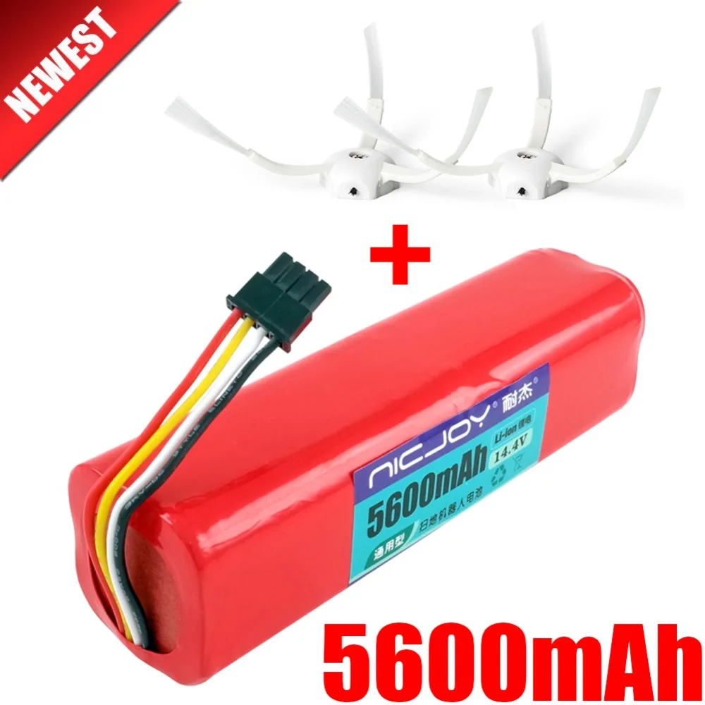 Comprar Xiaomi recargable de alta calidad batería de robot mijia + 2 uds cepillo lateral 14,4 V 5600mAh accesorios de robot aspirador partes