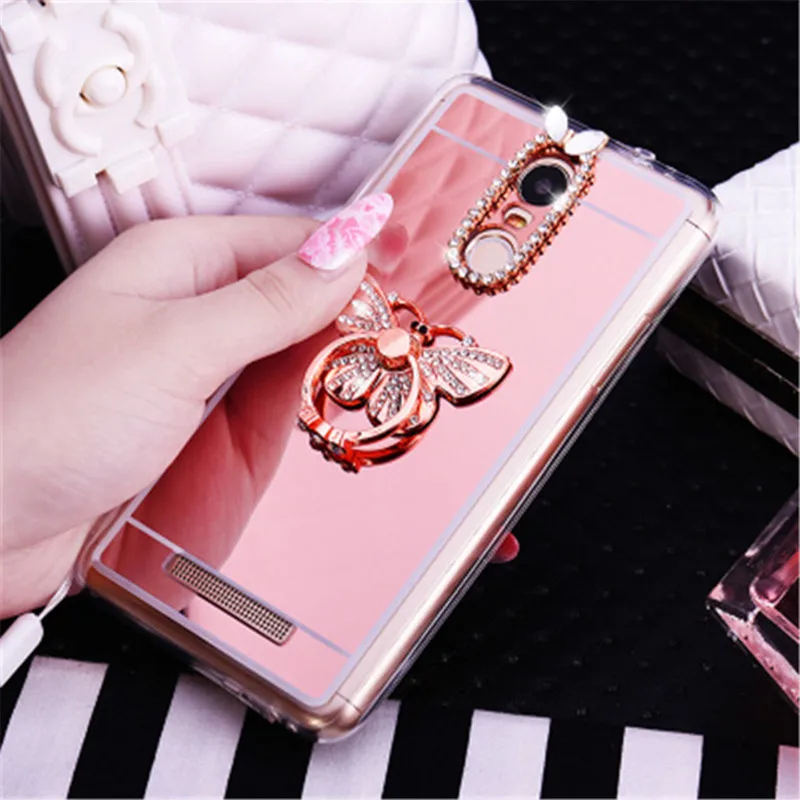 

Ring Holder Case For Xiaomi Redmi Note 2 3 4 4X 4A 3S 3 Pro Cover Mirror Bling Phone Shell For Xiaomi Mi 5 5C 5S Plus Max2 Mix