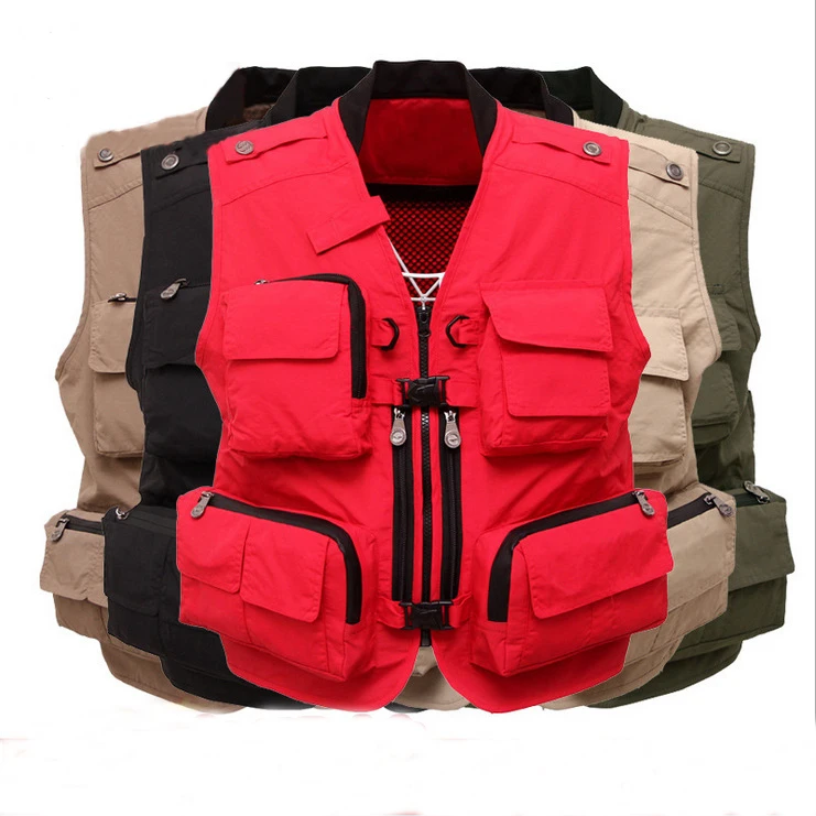 

Wholesale 2019 Male Vest Outdoors Fashion Vests For Men's Multi-pocket Photography Vest Men Casual Reporter Director Militar