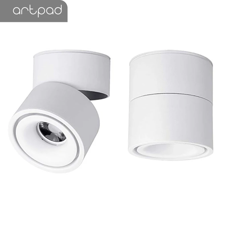 Artpad современный 7 Вт черный потолочный светильник COB LED 360 градусов вращающийся
