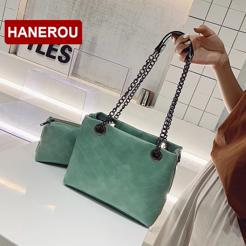 

fashion thread bag set women composite bags pu leather handbags chain top handle bags shoulder messenger bags for women bag tote