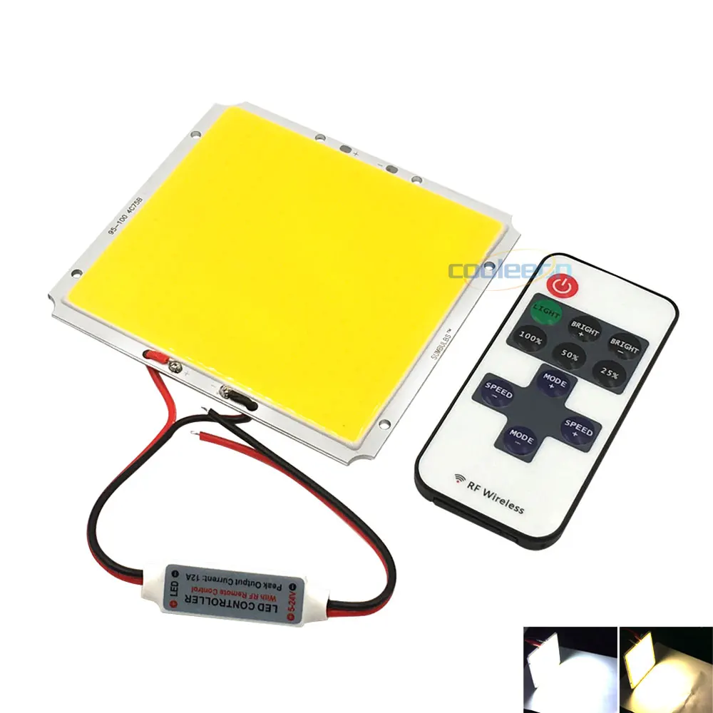 

100mm Square COB Light Board LED Lamp 12V 50W Pure Warm White with Controller Dimmable LED Bulb for Indoor Outdoor Lighting DIY