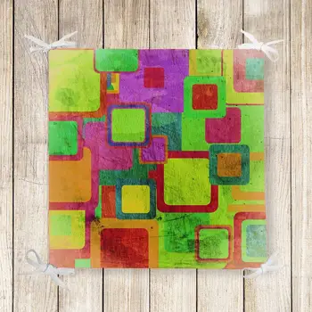 

Else Green Purple Red Geometric 3d Print Chair Pad Seat Cushion Soft Memory Foam Full Lenght Ties Non Slip Washable Zipper