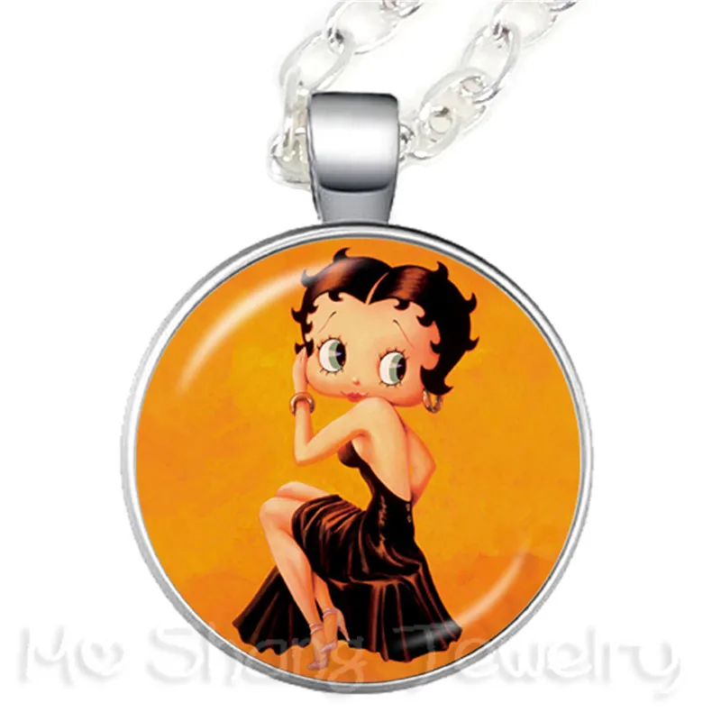 Новинка, классическое модное ожерелье Betty Boop, подвеска, стеклянный купол, ручная работа, ювелирное изделие, цепочка на свитер, подарок для друзей