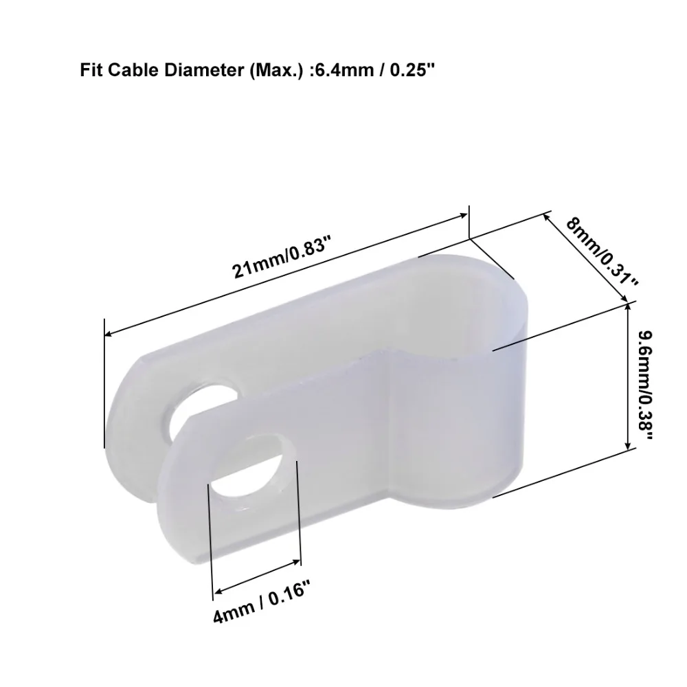 Uxcell белый в виде буквы «R» Тип, 50 шт в наборе, 6,4/8,4/10,4/12,7/15,8 мм Dia. Нейлоновый кабельный зажим провода управления электрический держатель зажимы шнура