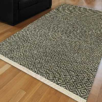

Else Nordec Green Locked ikat Geometric Scandinavian Modern Anti Slip Kilim Washable Decorative Plain Paint Woven Carpet Rug