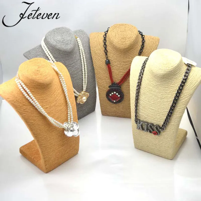 Necklace Busts Display Stand Pendant Chain Jewelry Show Shelf Cord Rope