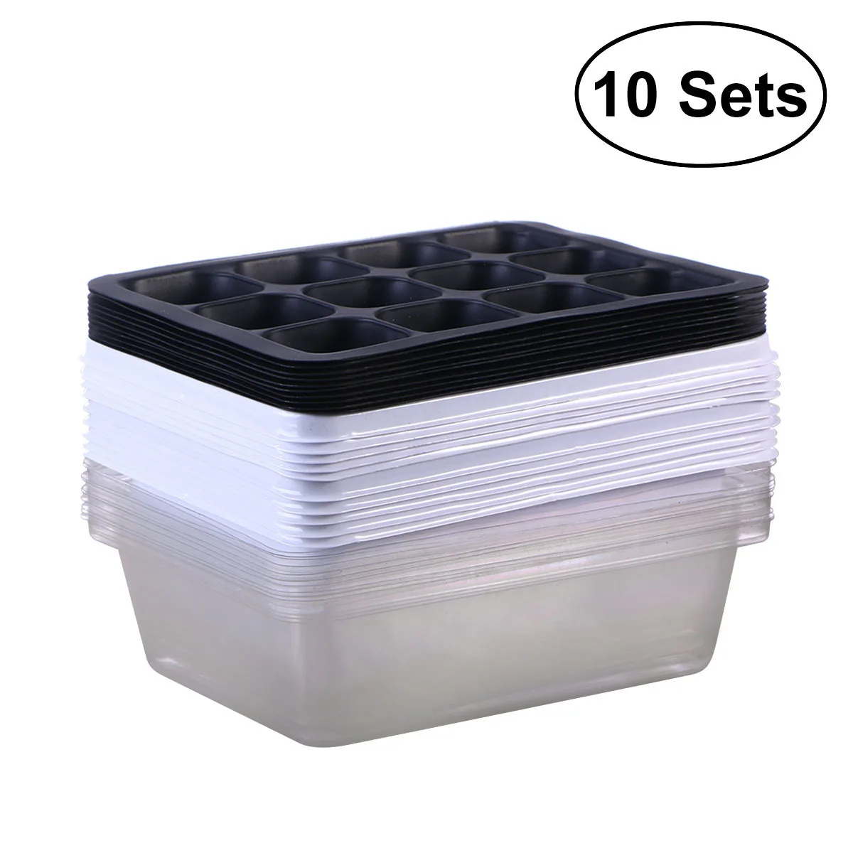 10 Pack Seedling Tray Seed Starter Tray with Dome and Base 12 Cells For Gardening Bonsai - White 10 Pack Seedling Tray Seed Starter Tray with Dome and Base 12 Cells For Gardening Bonsai - White