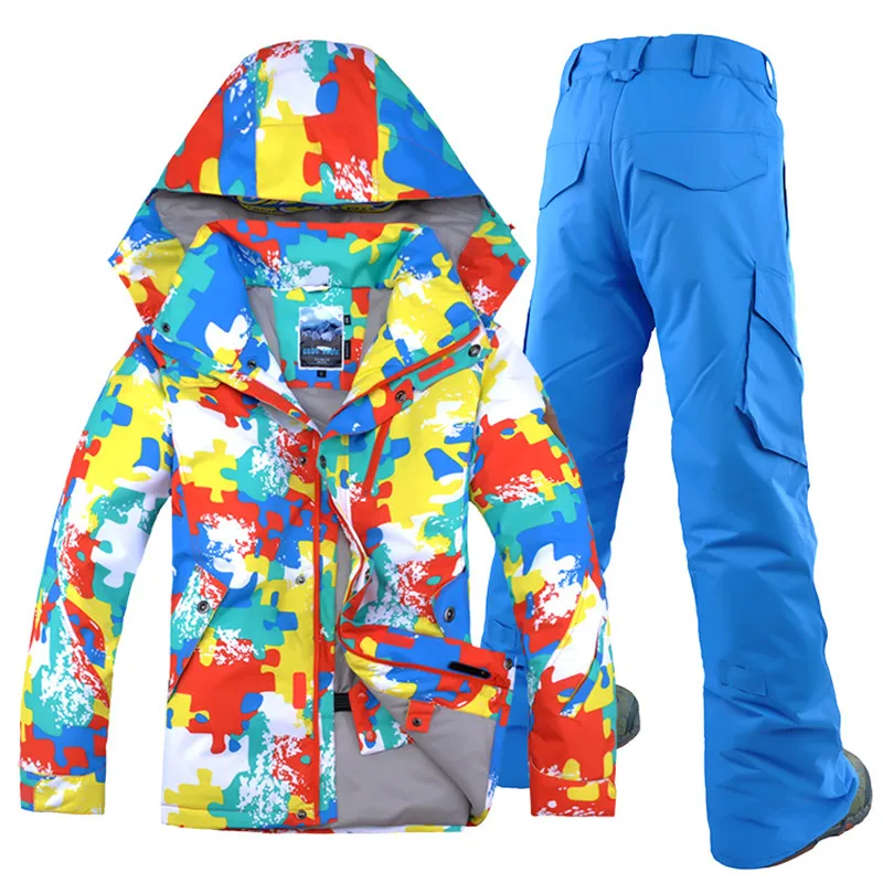 

GSOU SNOW Brand Men Ski Suit Windproof Waterproof Hooded Breathable Skiing Snowboard Jacket Pant Outdoor Sport Wear Winter Suit