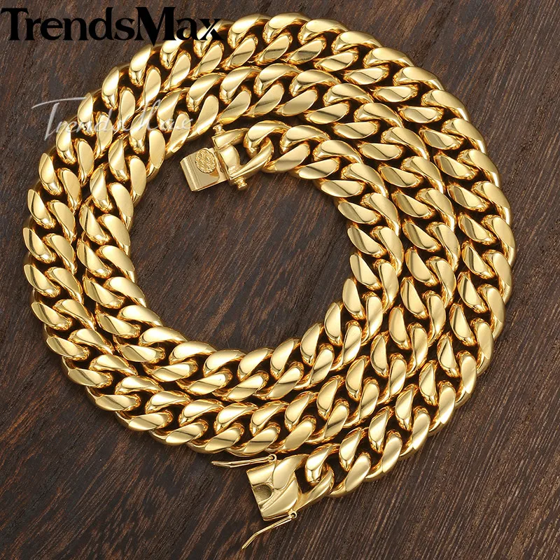 Trendsmax Miami Снаряженная кубинская Мужская цепочка из нержавеющей стали 316L в стиле