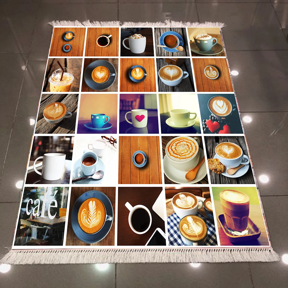 Еще дерево Цвета Кофе стеклянная чайная чашка лоскутное 3d принт, микроволокно Нескользящие сзади моющиеся декоративные Кухня коврик ковер