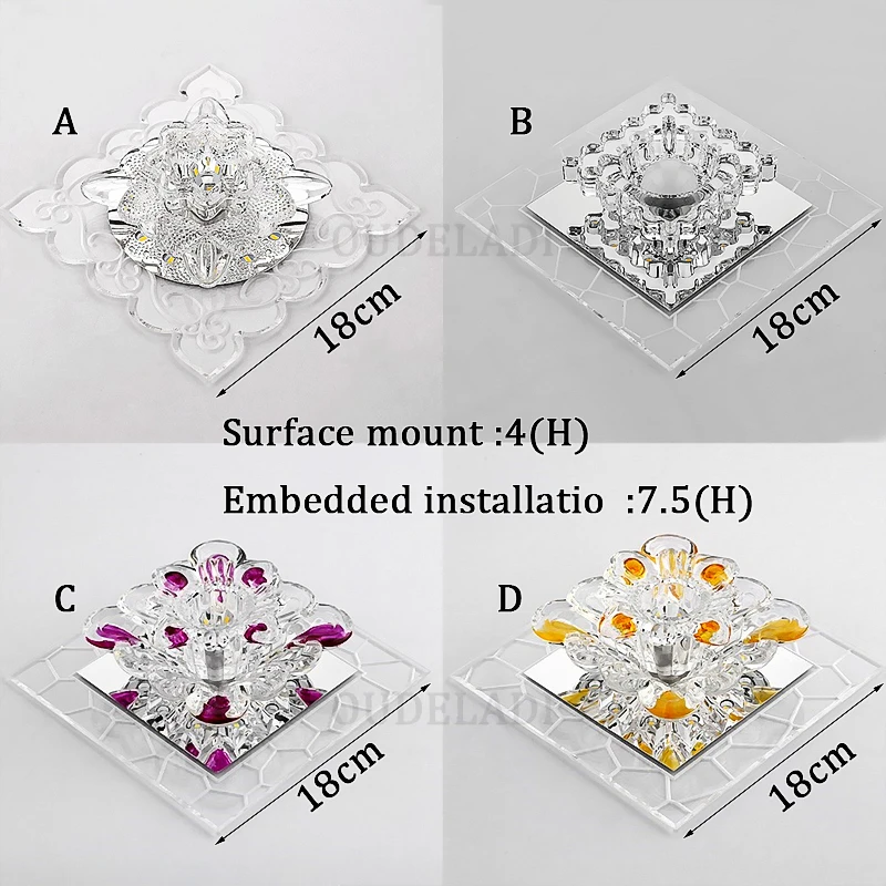 Светодиодный потолочный светильник с квадратным кристаллом, современный светильник для коридора, балкона, спальни, гостиной, встроенные лампы с
