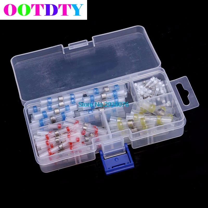 

100Pcs 26-10AWG Assorted Solder Sleeve Heat Shrink Splice Butt Wire + Box APR8_25