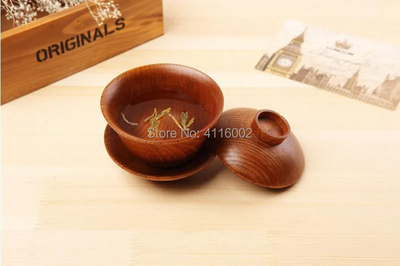 Из Трех частей Япония Стиль натуральное дерево tea cup/тост/чаша для чая кунг-фу чайный набор/деревянный накрыть миску маленькая тарелка Чистых