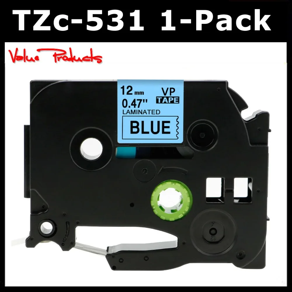 

For TZe-531 TZe 531 Label Tape 12mm Black on Blue for Brother p-touch PTH110 / PT-D200 / PTD600 / Pt-d400 Label Marker,1-Pack