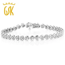 GemStoneKing 925 Pulsera de Plata de Ley en Forma de Corazón de Diamantes de Las Mujeres Con Capacidad de 7 Pulgadas de la Muñeca