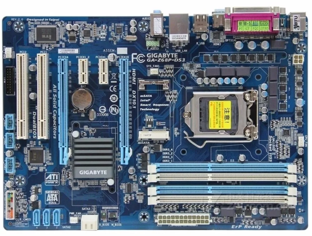 Материнская плата для Gigabyte оригинальная б/у настольного ПК с сокетом Z68 LGA 1155