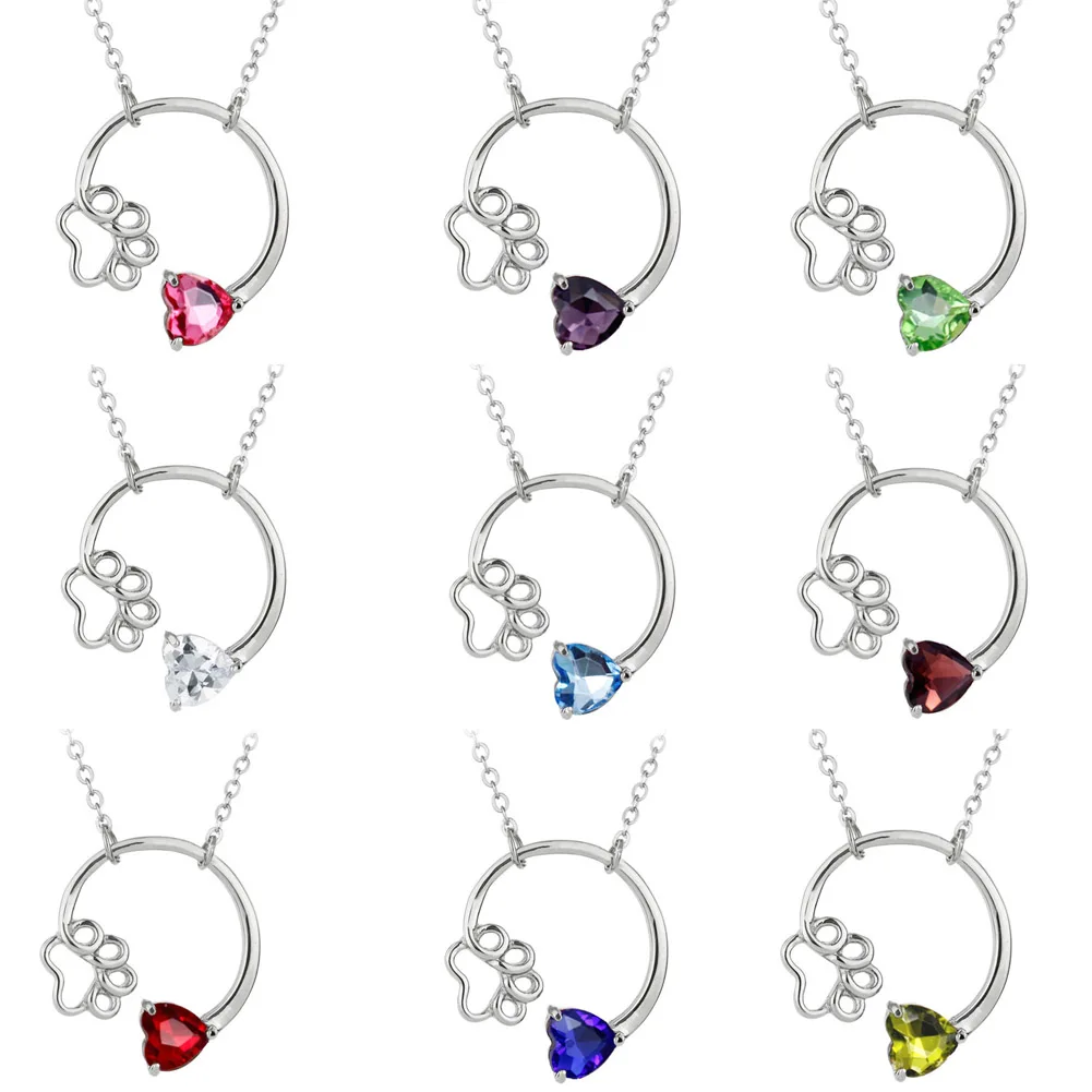 

Birth Month Statement Necklace Dog Paw Birthstone Necklace Birthday Gift Jewelry 12 Months Lucky Stone Birthday Necklace