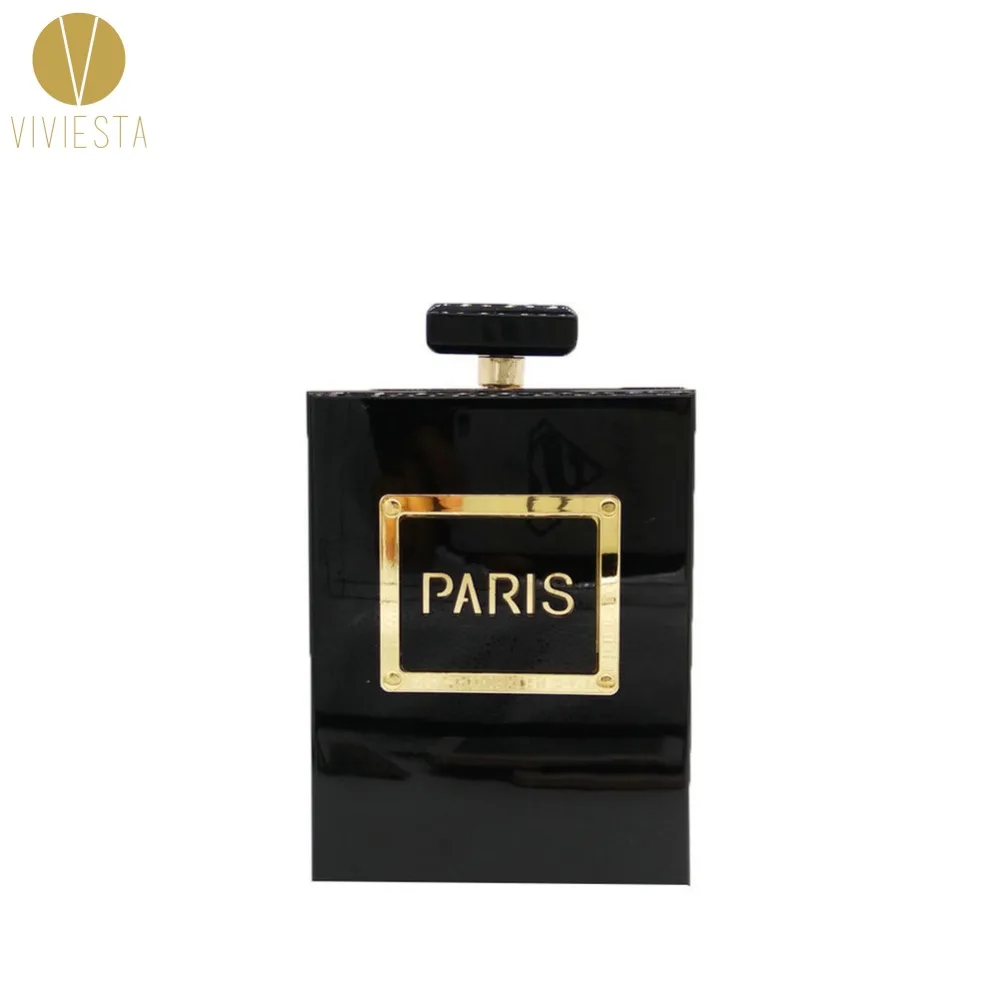 

PARIS PERFUME BOTTLE HARD CLUTCH Women's Trendy Style Fashion Acrylic Box Phone Case Novelty Statement Chain Bag Purse Handbag