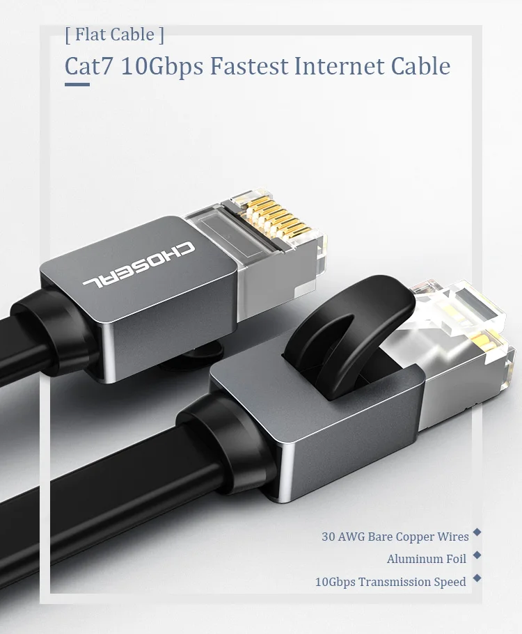 CHOSEAL CAT 7 RJ45 Ethernet LAN Network Cable 10Gbps 30AWG STP Network Patch Cord For Router PC RJ45 CAT 7 Net Cable (1)