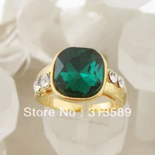 Topo ouro amarelo gp preenchido latão pedra verde anel cz pedra sz7 8 9/ótimo presente/