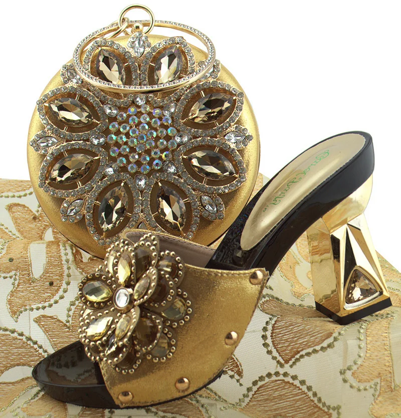 Buy New arrival fashion gold rhinestones shoes