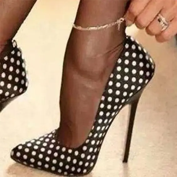 

Women Satin Lace Pointed Toe Plaid Prom Shoes Women White Dot Decor Pumps Sexy Party Dress Shoes Stilettos 2019 Spring New