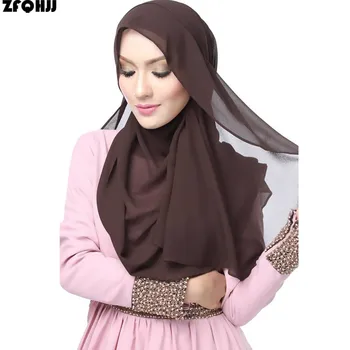 

ZFQHJJ Classic High Quality Heavy Bubble Chiffon Scarf Plain Solid Color Women Chiffon Muslim Hijab Scarf Shawl Tudung drop ship