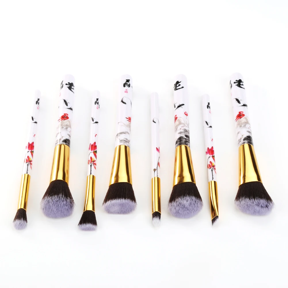 8Pcs Chinese Style Foundation Eyeshadow Contour Makeup Brushes Beauty