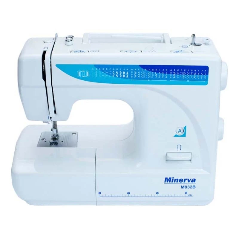 Швейная машина Minerva M832B (32 швейных операции, мощность 70 Вт, длина стежка: 4 мм, 800 об/мин, Быстрая замена лапок, Реверс, Подсветка, Работа двойной иглой)