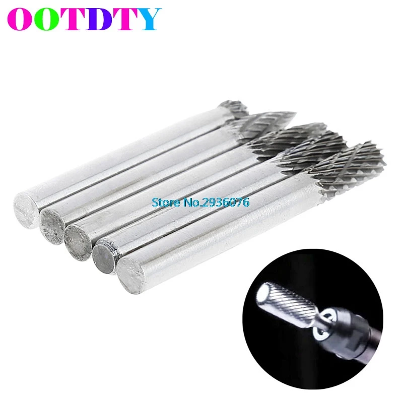 

5Pcs/lot 6mm Head Tungsten Carbide Rotary Point Burr Die Grinder 6mm Shank Cutter APR21
