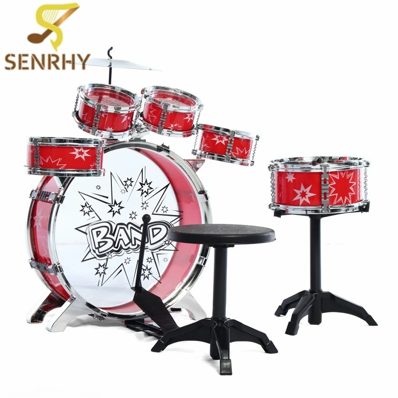 

SENRHY Kids Junior Drum Kit Music Set Children Kids Junior Drum Set Drums Kit Percussion Musical Instrument Six drum Belt Stool