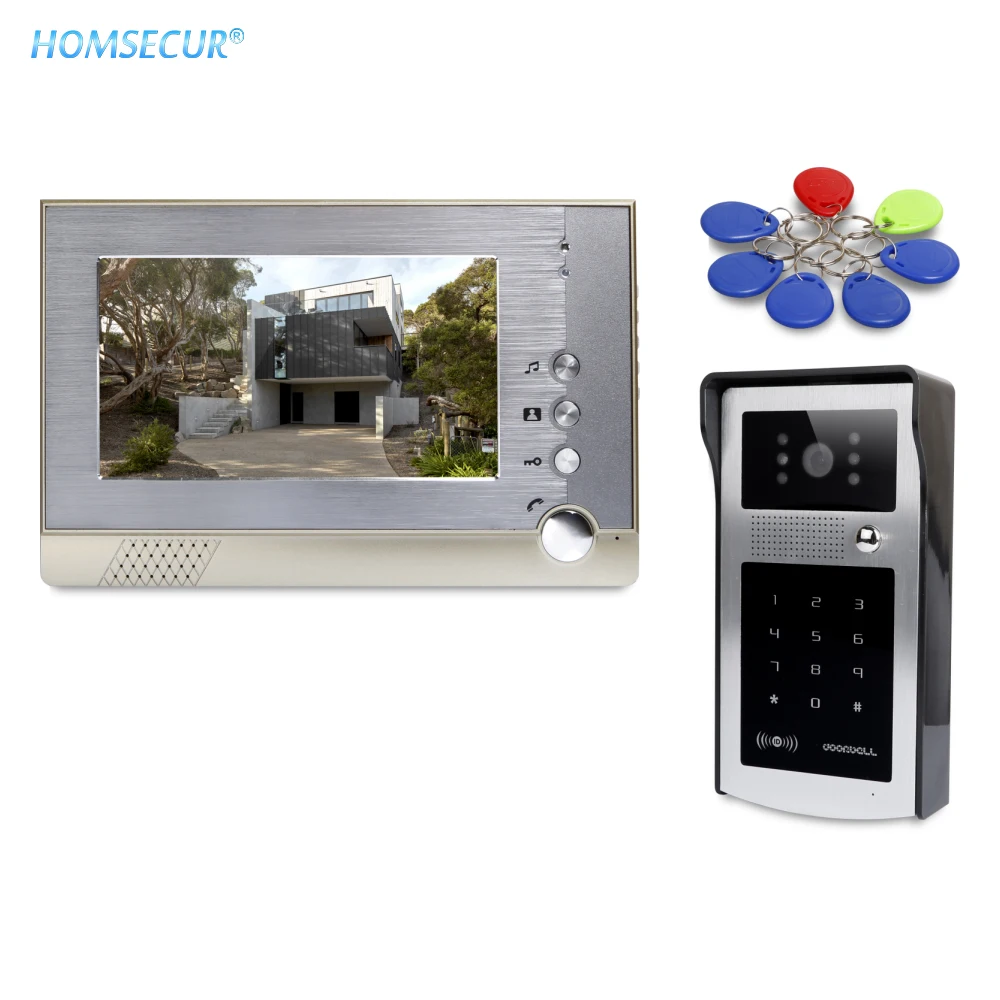 

HOMSECUR 7" Video Door Entry Security Intercom Electric Lock Supported for Home Security XC004-S+XM710-G